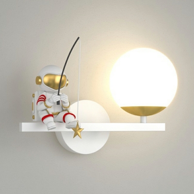 1 Light Wall Lighting Ideas Kids Style Astronaut Shape Metal Sconce Light