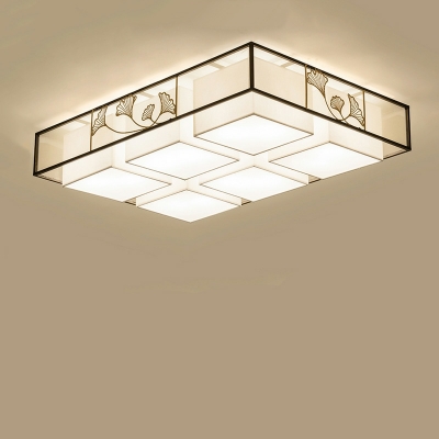 12 Light Close To Ceiling Fixtures Trditional Style Geometric Shape Fabric Flushmount Lighting