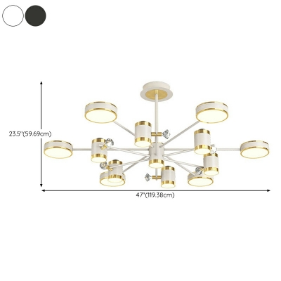 13 Light Hanging Ceiling Light Minimalism Style Cylinder Shape Metal Chandelier Lighting