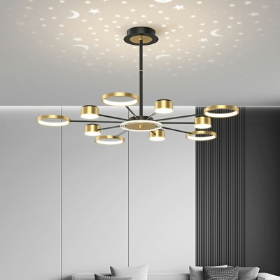 13 Light Hanging Ceiling Light Minimalism Style Ring Shape Metal Chandelier Lighting