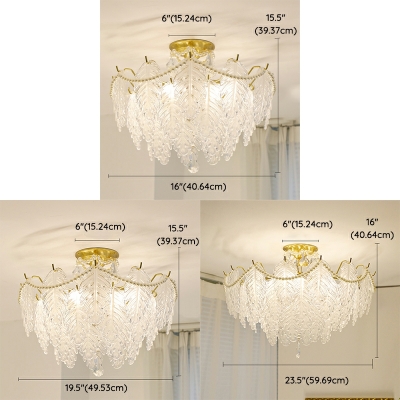6 Light Ceiling Light Fixtures Trditonal Style Feather Shape Metal Flush Mount Fixture