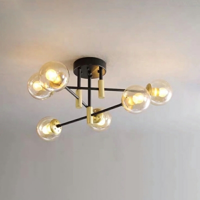 8 Light Ceiling Lamp Contemporary Style Ball Shape Metal Flush Mount Chandelier