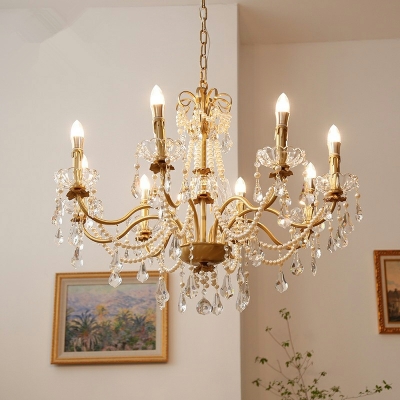 8 Light Chandelier Lights European Style Curved Shape Metal Hanging Ceiling Light