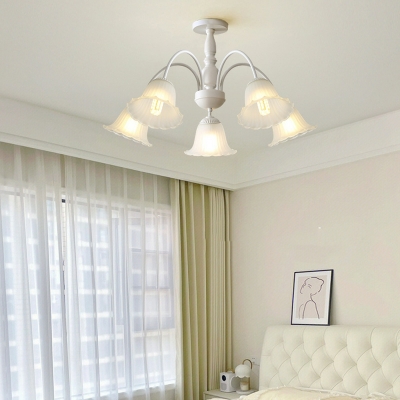 French Pastoral Style Chandelier Creative Flower-shaped Glass Chandelier for Bedroom