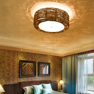 Modern Creative Rattan Ceiling Light Fixture Japanese Style Simple Ceiling Lamp