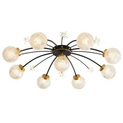 17 Light Close To Ceiling Fixtures Traditional Style Globe Shape Metal Flushmount Lighting