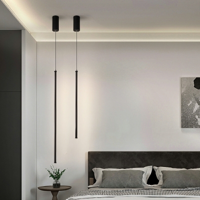 Modern Minimalist Line Single Pendant Creative LED Long Hanging Lamp for Bedroom