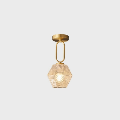 1 Light Close To Ceiling Fixtures Traditional Style Hexagon Shape Metal Flushmount Lighting