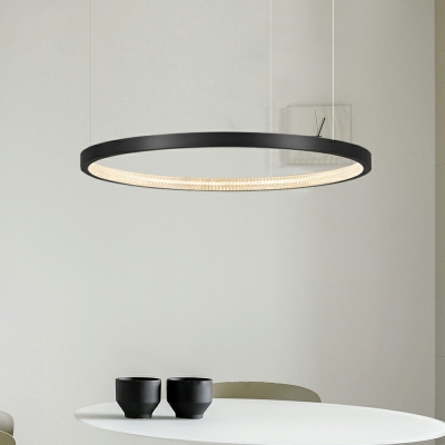 1 Light Pendant Lamp Contemporary Style Circle Shape Metal Hanging Ceiling Light