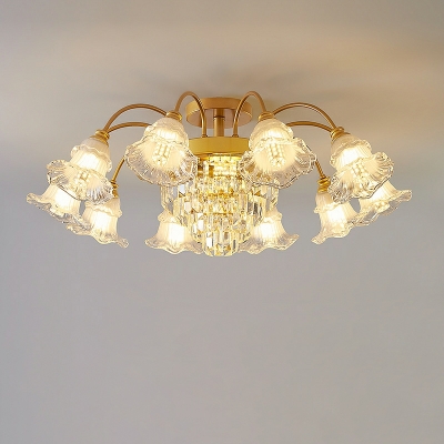 10 Light Ceiling Lamp Modern Style Flower Shape Metal Flush Chandelier Lighting