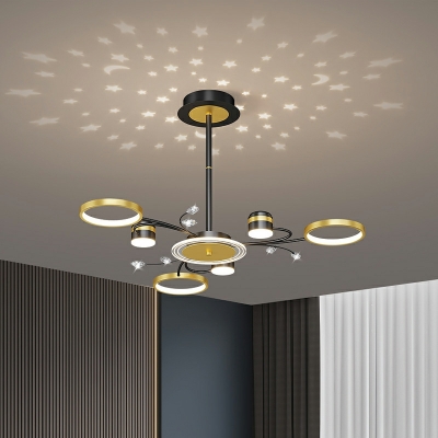 13 Light Hanging Ceiling Light Minimalism Style Circle Shape Metal Chandelier Lighting