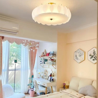 8 Light Close To Ceiling Fixtures Traditional Style Drum Shape Metal Flushmount Lighting