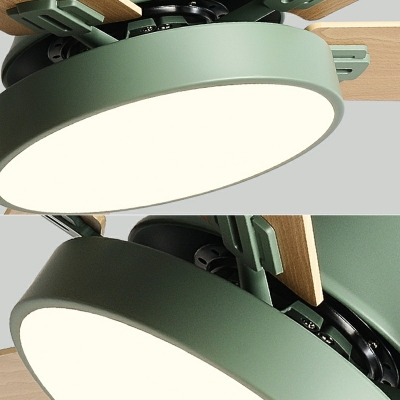 Modern Simple Cartoon Fan Light Creative Macaron Color Ceiling Mounted Fan Light