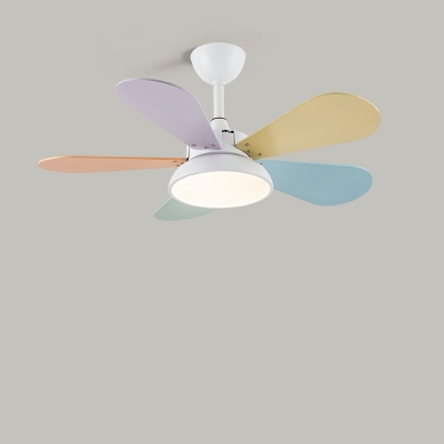 Nordic Minimalist LED Fan Light Creative Cartoon Ceiling Mounted Fan Light for Bedroom