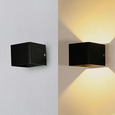 Square Black Sconce Lights Contemporary Style Wall Mounted Lighting for Living Room