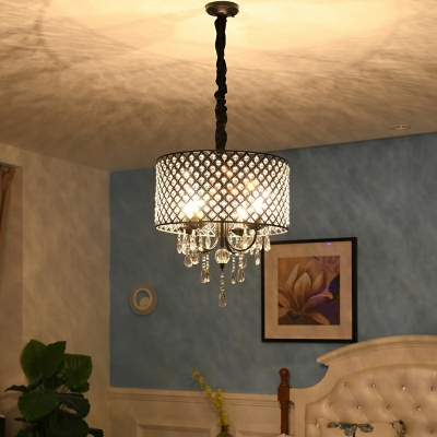 4 Light Hanging Ceiling Light Loft Style Cage Shape Metal Chandelier Lighting