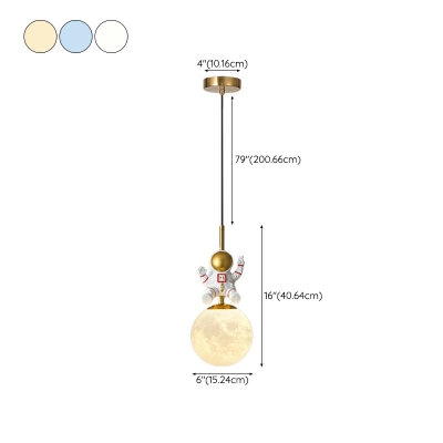 Modern Simple Glass Hanging Lamp Creative Cartoon Astronaut Hanging Lamp