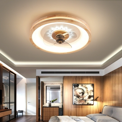 Modern Simple LED Ceiling Fan Light Creative Wooden Ceiling Mounted Fan Light for Bedroom