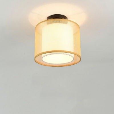 1 Light Ceiling Mount Chandelier Trditional Style Geometric Shape Fabric Flushmount Lighting
