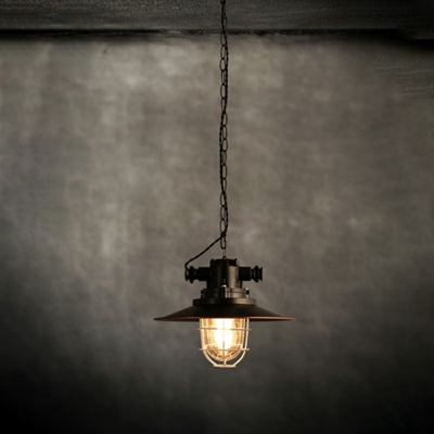 American Retro Single Pendant Industrial Wind Creative Pot Lid Metal Hanging Lamp