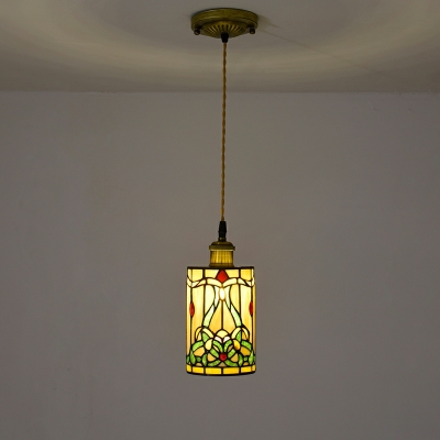 French Retro Glass Pendant Tiffany Creative Art Hanging Lamp for Bedroom