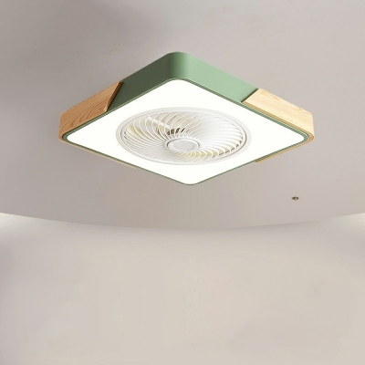 Nordic Minimalist Wooden Ceiling Fan Light Creative Ultra-thin LED Ceiling Mounted Fan Light