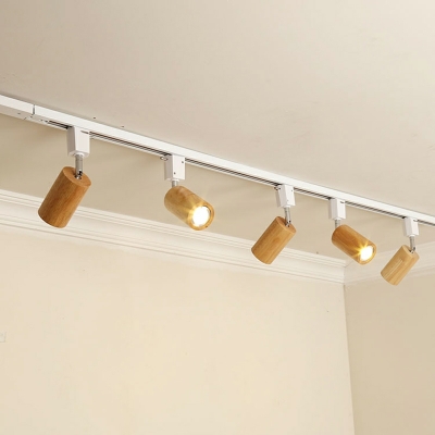 Nordic Wood Ceiling Light Fixture Minimalist Adjustable Track Light for Bedroom