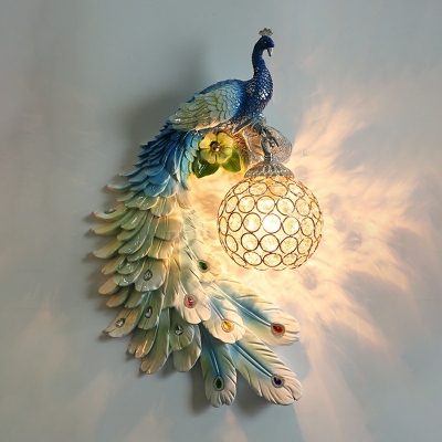 1 Light Contemporary Style Globe Shape Crystal Sconce Light Fixtures