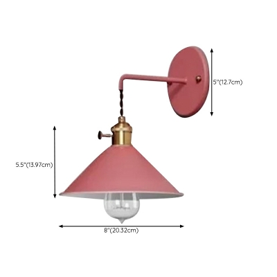 1 Light Industrial Style Cone Shape Metal Sconce Light Fixtures