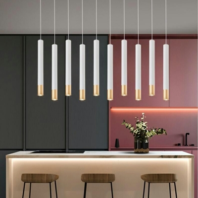 1 Light Minimalism Style Tube Shape Metal Hanging Ceiling Light