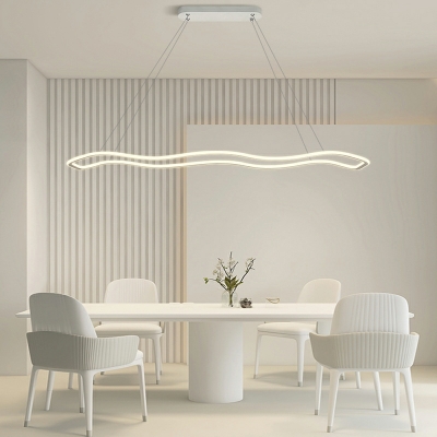 1 Light Minimalist Style Wavy Shape Metal Ceiling Pendant Light