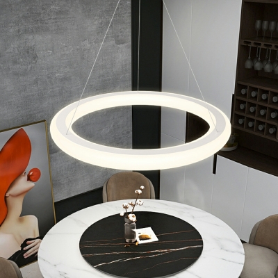 1 Light Pendant Chandelier Minimalism Style Ring Shape Metal Hanging Ceiling Light