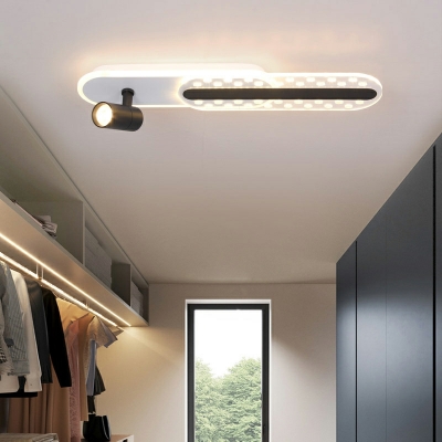 4 Light Minimalist Style Oval Shape Metal Flush Mount Lighting Fixtures