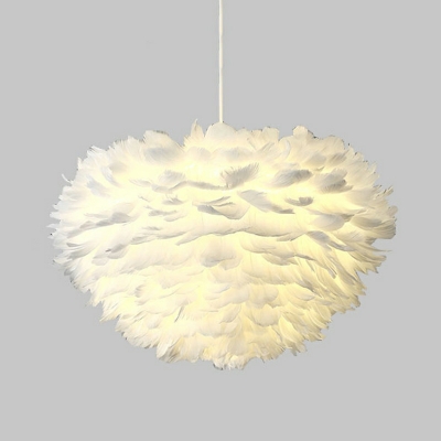 5 Light Minimalist Style Globe Shape Feather Ceiling Hung Fixtures