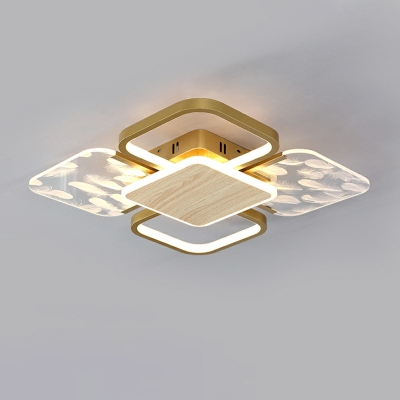 5 Lights Minimalist Style Square Shape Metal Led Flush Mount Ceiling Light Fixtures
