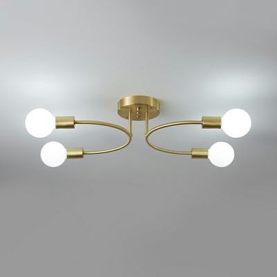 8 Lights Industrial Style U Shape Metal Flush Ceiling Light Fixtures