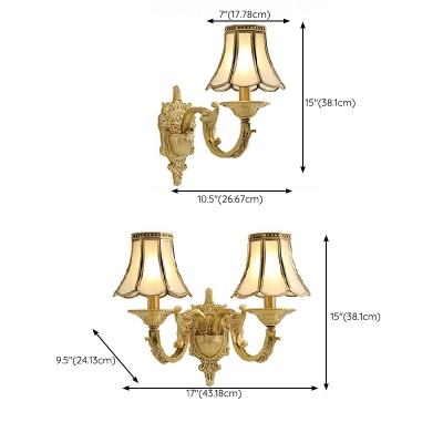American Creative Full Copper Glass Vanity Lamp for Bedroom and Bathroom