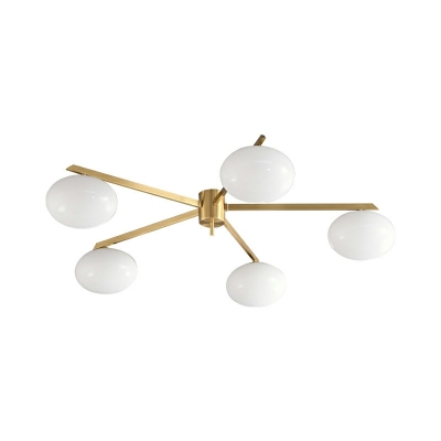 Modern Retrot Copper Ceiling Light Luxury Oval Glass Ceiling Lamp for Living Room