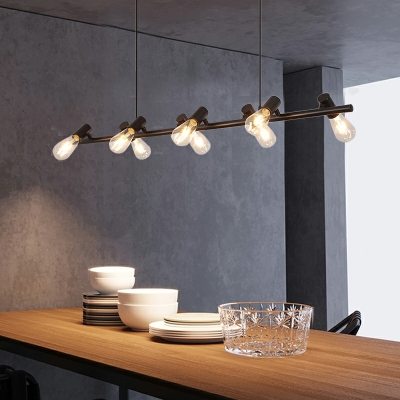 6 Light Industrial Style Exposed Bulbs Shape Metal Multi Pendant Light