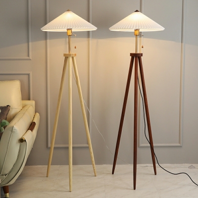 American Creative Wooden Triangle Stand Floor Lamp for Bedroom and Living Room