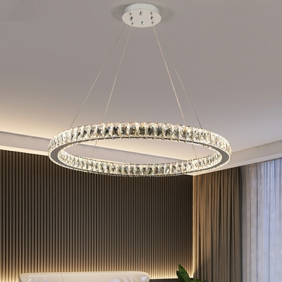 Crystal Chandelier Lighting Fixtures Modern LED Drum for Living Room