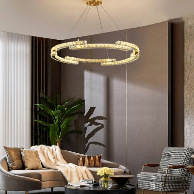 Crystal LED Chandelier Light Fixture Modern Elegant for Living Room