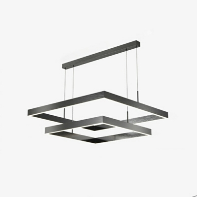 LED Minimalist Multi-tiered Square Chandelier for Living Room and Dining Room