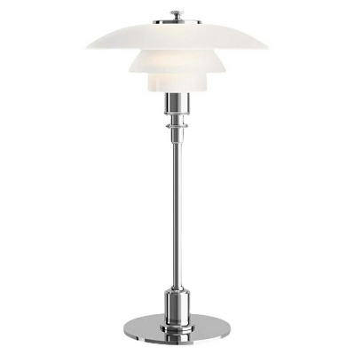 Medieval Simple Multilayer Glass Table Lamp in Chrome for Bedroom and Living Room