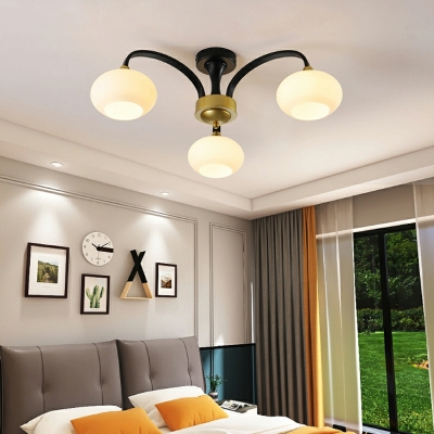 Medieval Style Light Luxury Glass Ceiling Light Fixture for Bedroom and Living Room