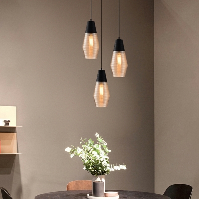 Minimalism Black Pendant Light Fixtures Glass and Metal for Dinning Room