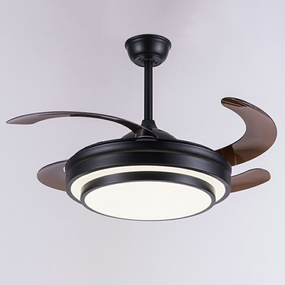Modern Minimalist LED Ceiling Mounted Fan Light with Stepless Dimming for Living Room
