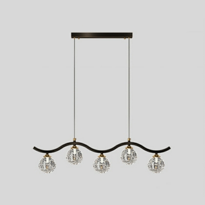 7 Light Pendant Chandelier Minimalism Style Ball Shape Metal Hanging Ceiling Light