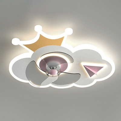 Acrylic Flush Light Fixtures Kid's Room Style Flush Mount Fan Lamps for Bedroom