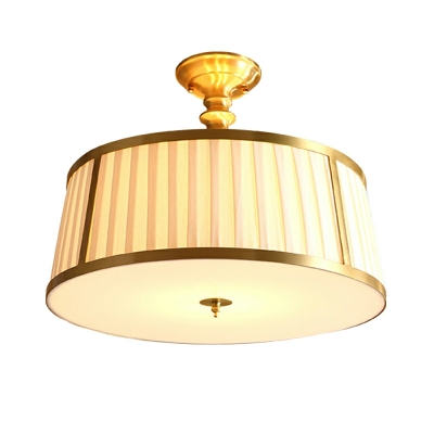 American Traditional Fabric Ceiling Light Fixture for Bedroom and Living Room